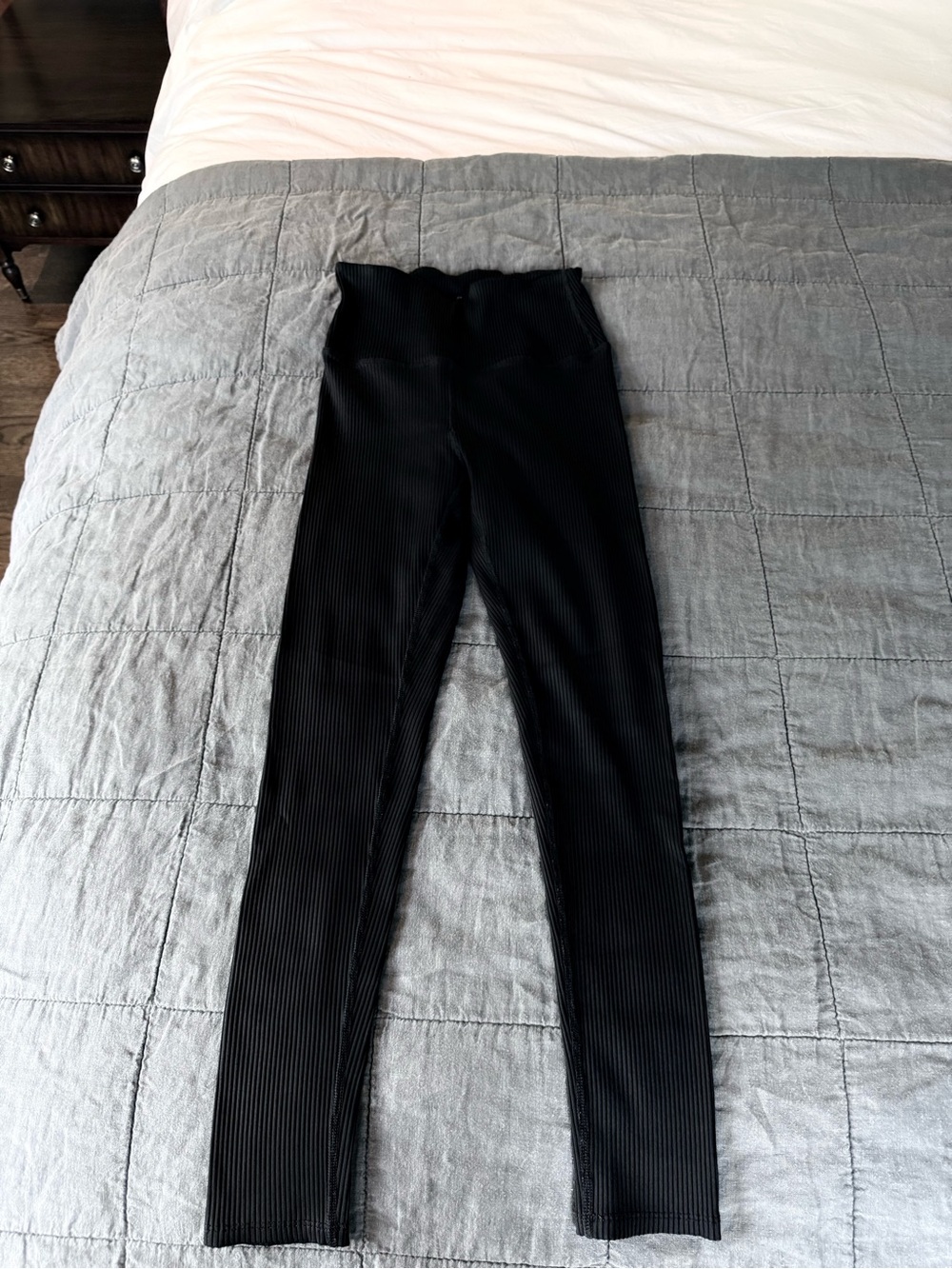 Carbon38 Black Ribbed High-Waist Women Leggings